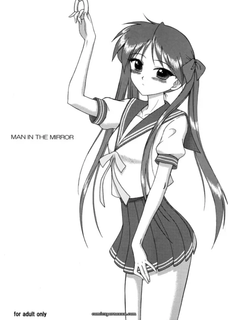 Jovem de uniforme escolar com saia levantada, calcinha molhada e seios apertados no decote com mamilos duros