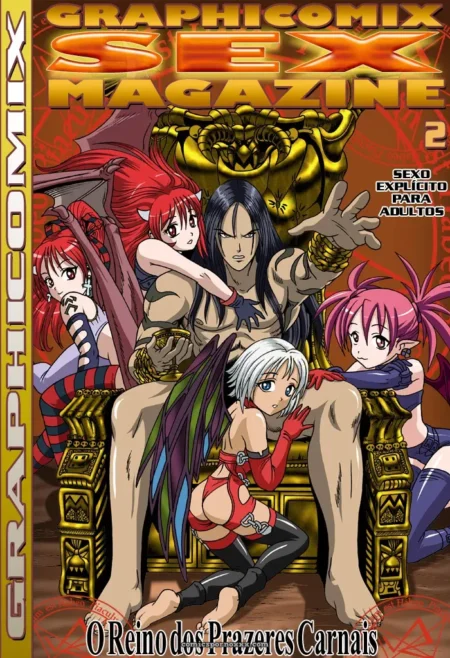 Graphicomix Sex Magazine #02 homem nu no trono dourado quatro mulheres anime sensuais com mamas expostas e bundas lindas